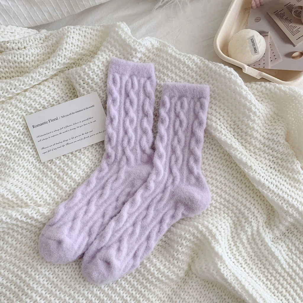 Winter Warm Coral Fleece Socks Women Solid Loose Sleeping Sock Velvet Home Fluffy Stocking Thicken Thermal Sox Calcetines
