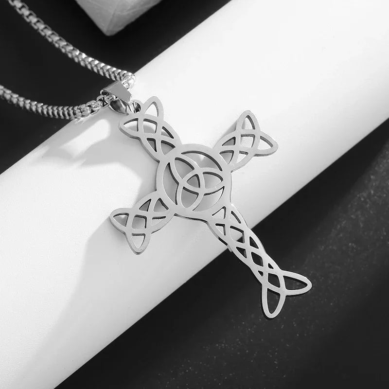 Fashion Punk Red Cross Templar Pendant Necklace Men\\'s Personalized Retro Christian Religious Jewelry