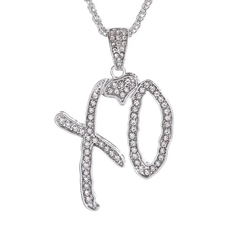 Classic Fashion Necklace Men and Women Hip Hop Punk Letter Micro Inlaid Sliding Pendant Long Necklace