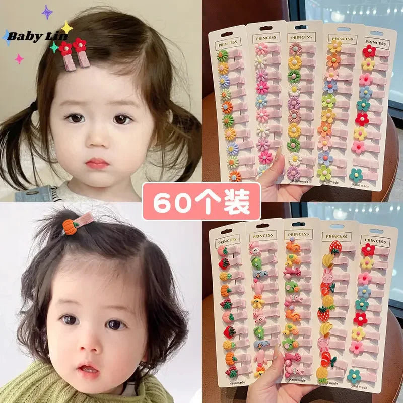 10 PCS Children Hairpin Fruit Hair Clips Baby Side Bangs Clip for Kawaii Girls Headdress Hair Accessories Baby Bows 2023 New