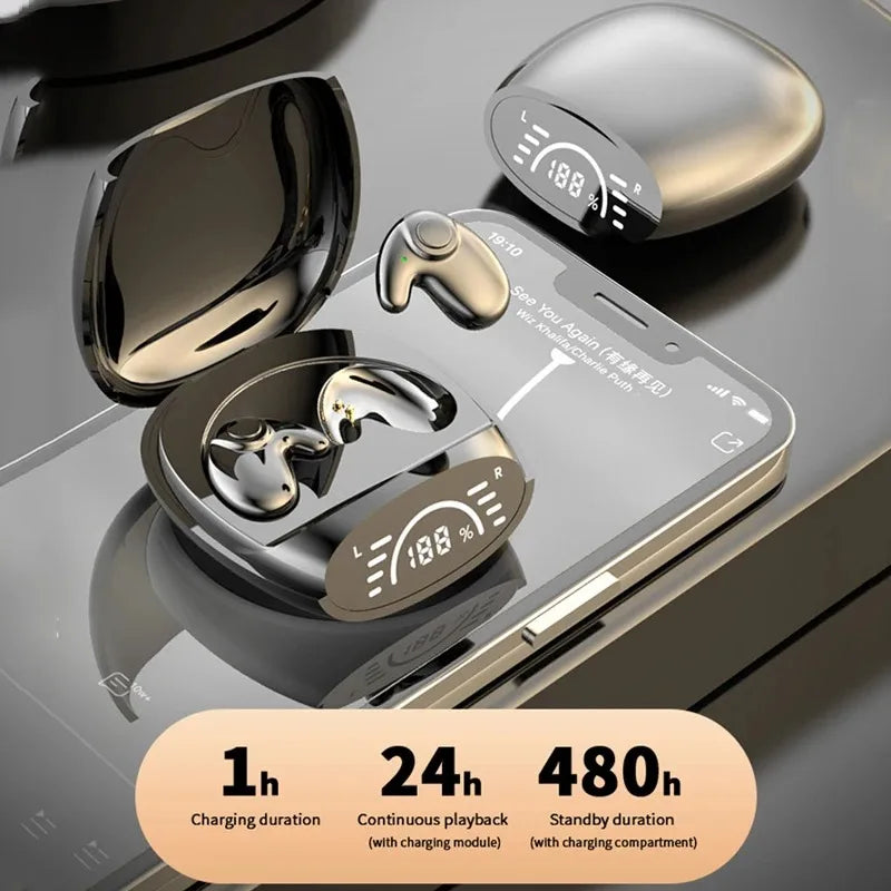 Invisible Bluetooth 5.3 Headphones Wireless Sleep Earphones HiFi Stero Noise Reduction Earbuds Sports Headsets for Xiaomi iPhone