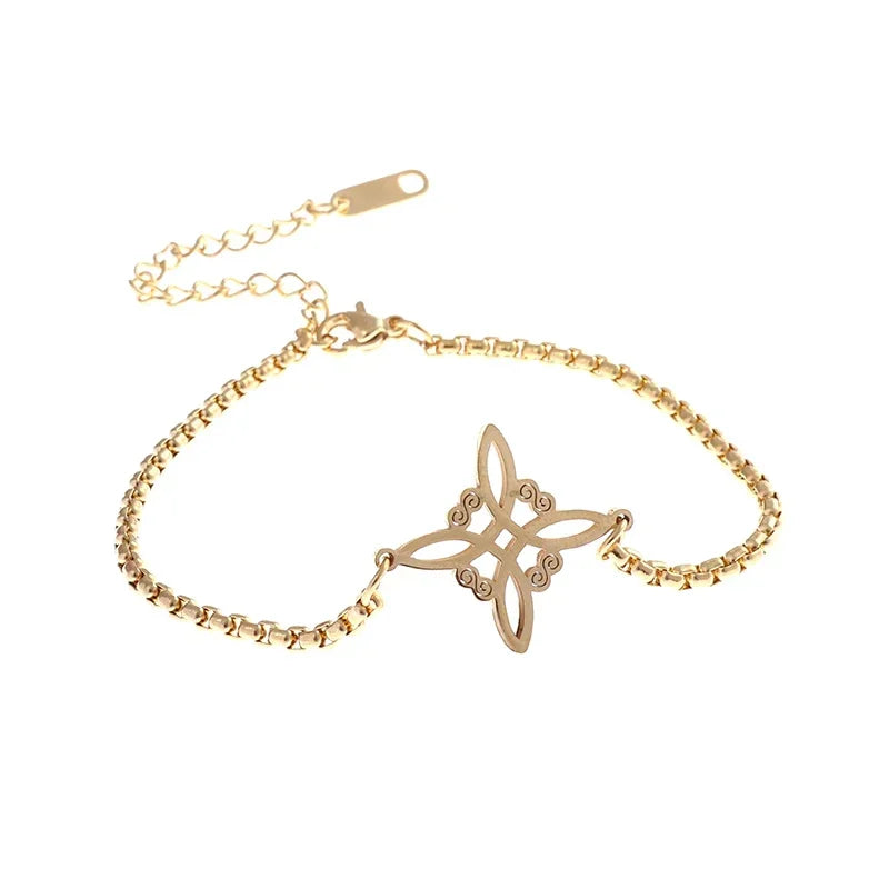 Stainless Steel Witchcraft Witch's Knot Adjustable Bracelet for Men Women Irish Celtic Supernatural Lucky Jewelry