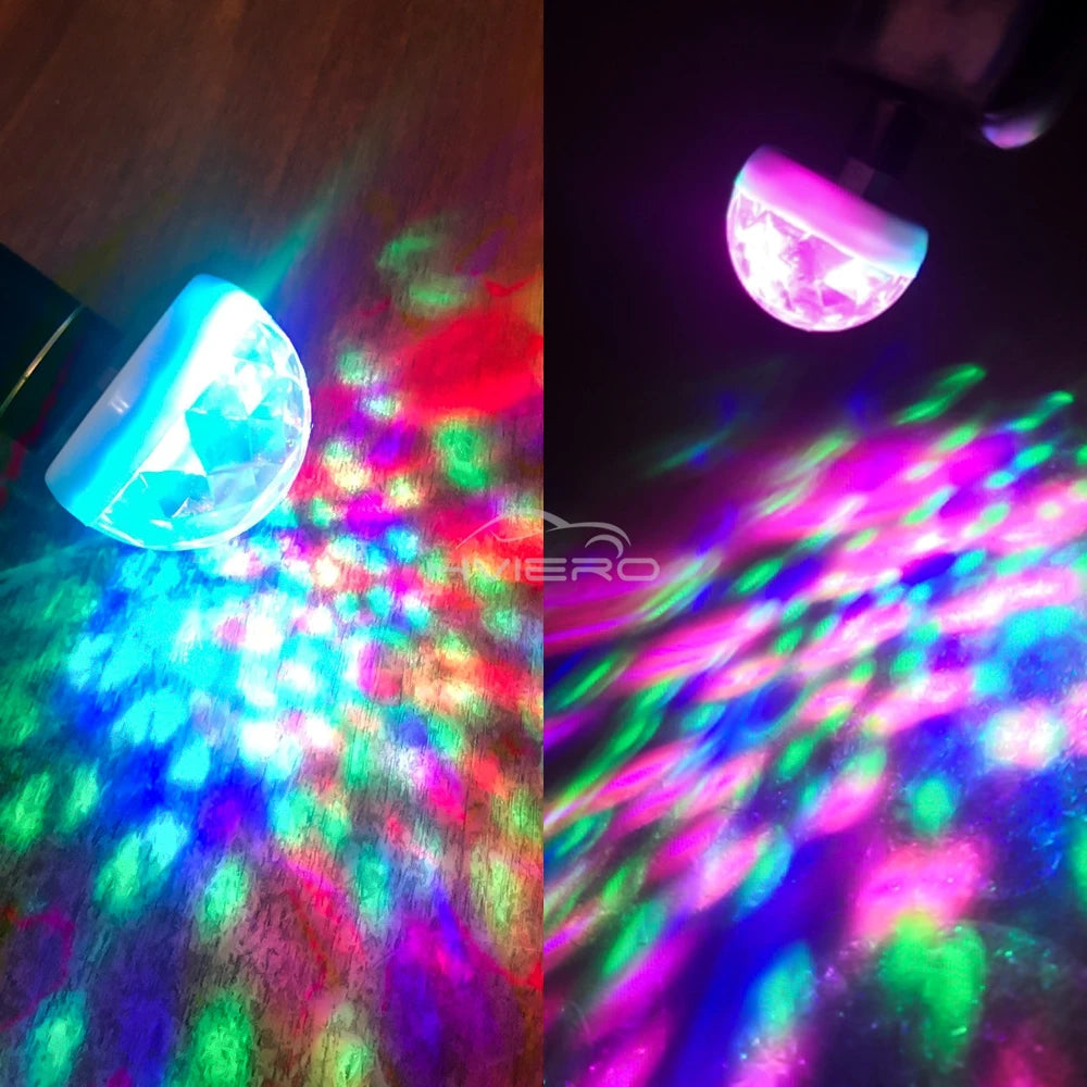 Car DJ RGB Music Sound Colorful LED Mini Mushroom Atmosphere Lights Auto USB-C IOS Holiday Party Karaoke Welcome Decoration 5V