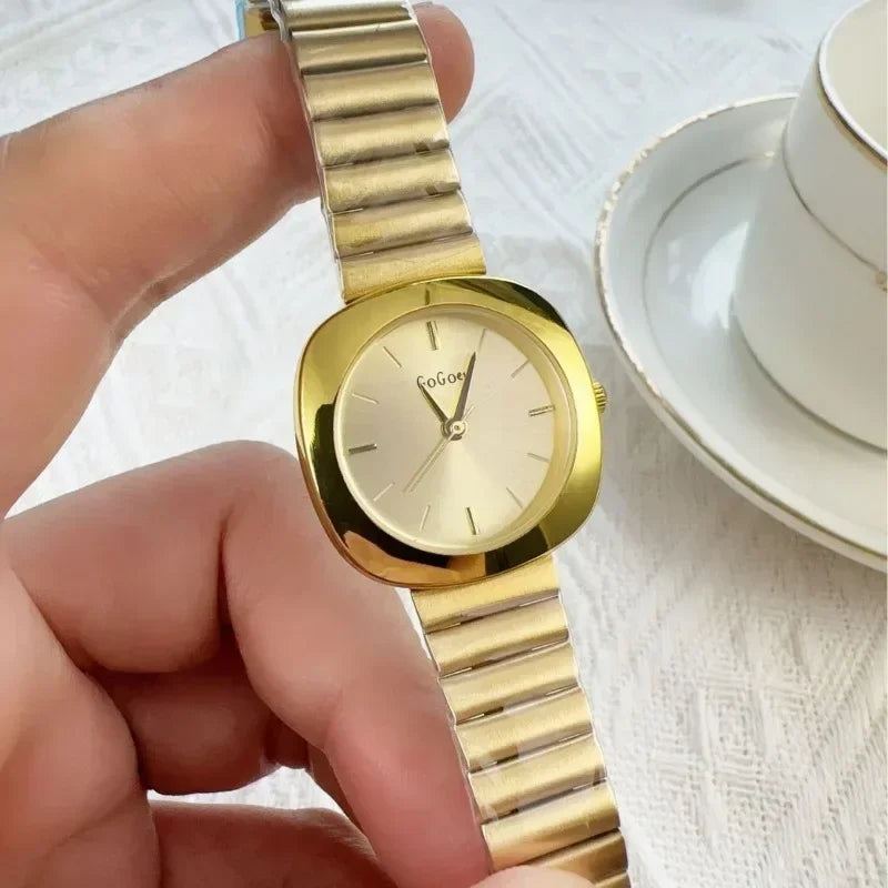Ladies Simple Gold Quartz Watch Brand Watches for Women Adjustable Stainless Steel Strap Luxury Gift Wristwatches Dropshipping