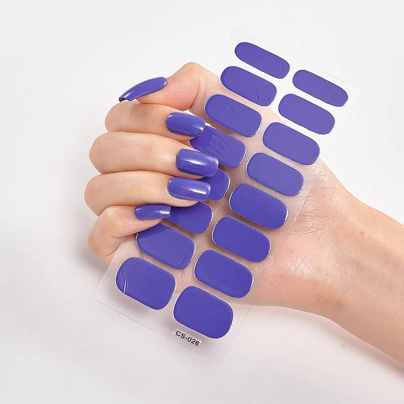 Baking Free Nail Stickers Wholesale Gradient glitter Nail Stickers Simple Waterproof Nail Sticker Full Color Solid Color Sticker