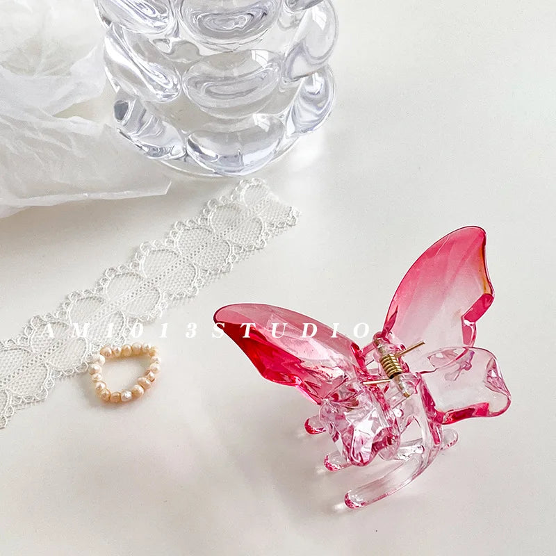 Crystal Butterfly Mermaid Hair Claw Girls Back Head Clamp Clip Transparent Large Hair Clips Hairpins Headdress Hair Accessories