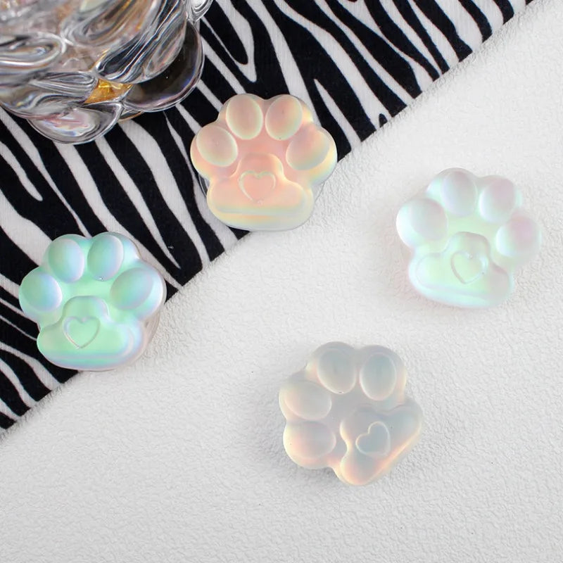 Foldable Phone Stand ABS Cute Cat Paw Love Heart Finger Ring Holder Matte Translucent Sticky Bracket for iPhone Samsung Huawei