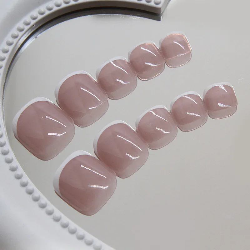 Simple French Press on Nails Fake Nails Tips with Sticker False Toenail Design Butterfly Lovely Girl False Toenail