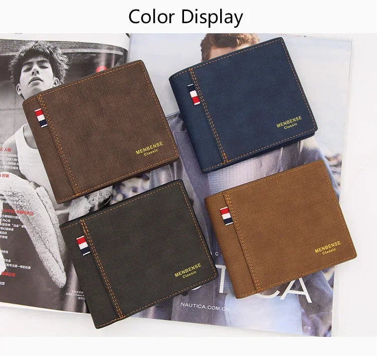 New Slim Vintage Men Wallets High Quality Card Holder Male Purses Photo Holder PU Leather Small Mens Clutch Wallet