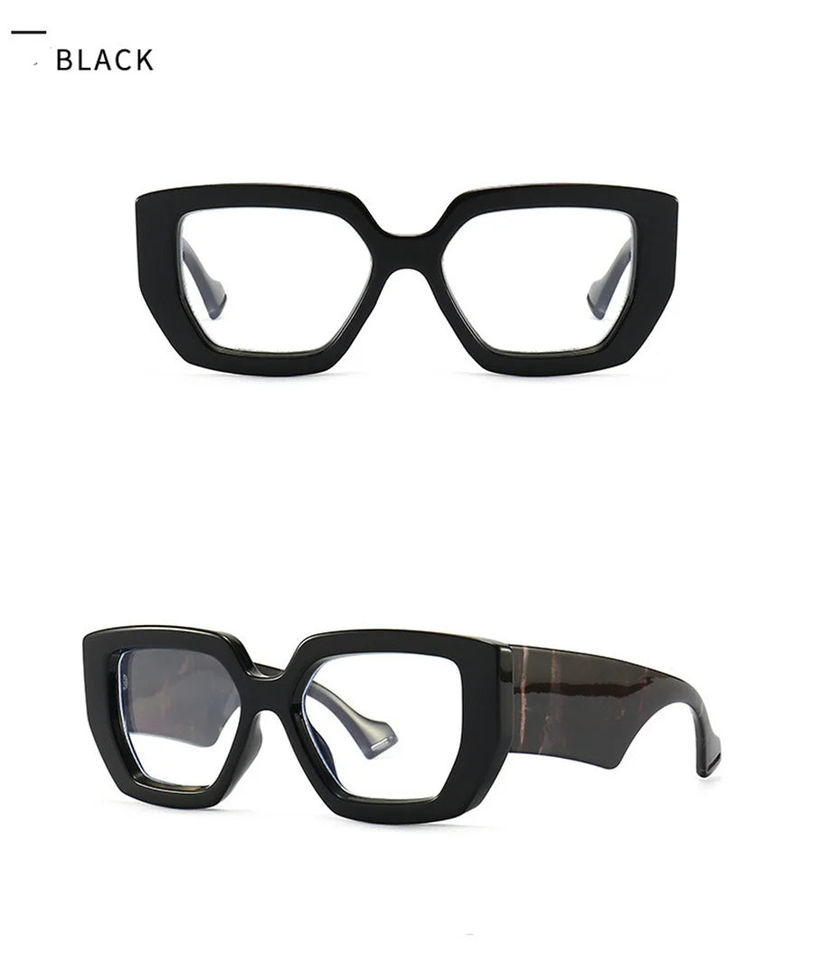 New Fashion Colorful Square Women Glasses Frame Clear Anti Blue Light Spring Hinge Wide Legs Eyewear Men Optical Polygon Frame