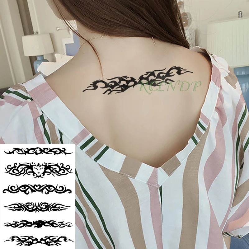 Waterproof Temporary Tattoo Sticker stripe QR code streak line Fake Tatto Flash Tatoo Back leg Abdomen Arm for Girl Women Men