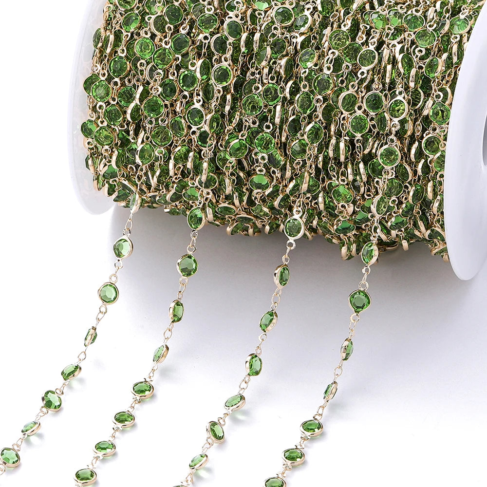1Meter Colorful Glass Crystal Beads Chain Copper Chains For Necklace Bracelet Jewelry Making DIY Components Accessories
