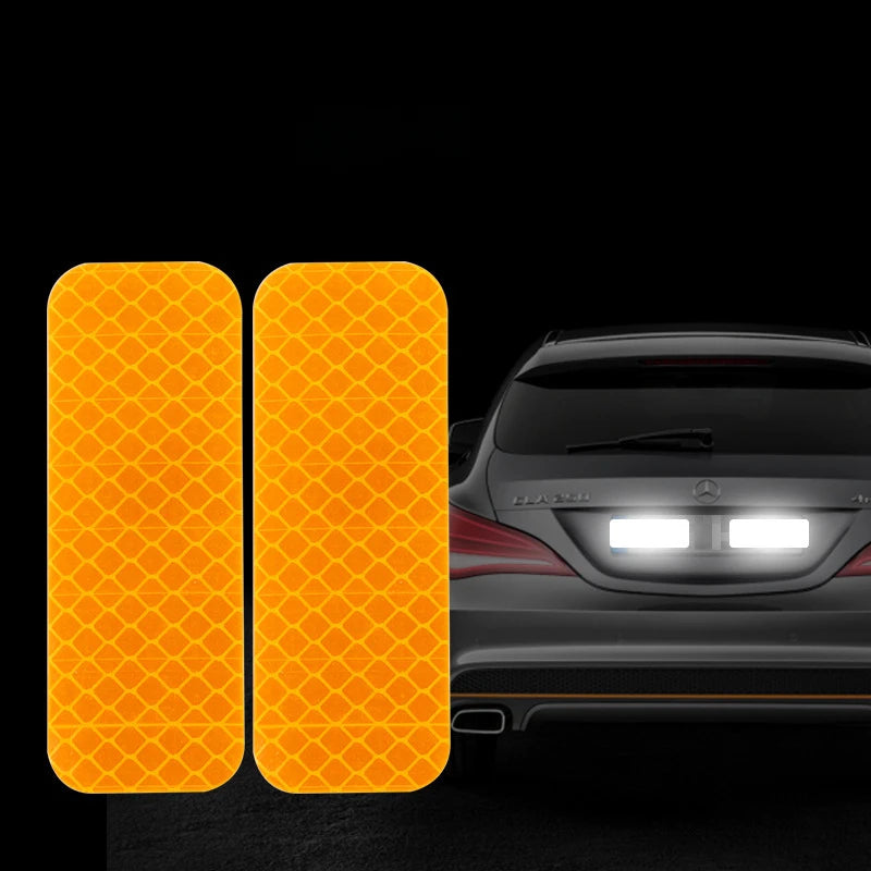 10pcs Car Bumper Reflective Stickers Reflective Warning Strip Tape Secure Reflector Stickers Decals Safety Warning 3*8CM