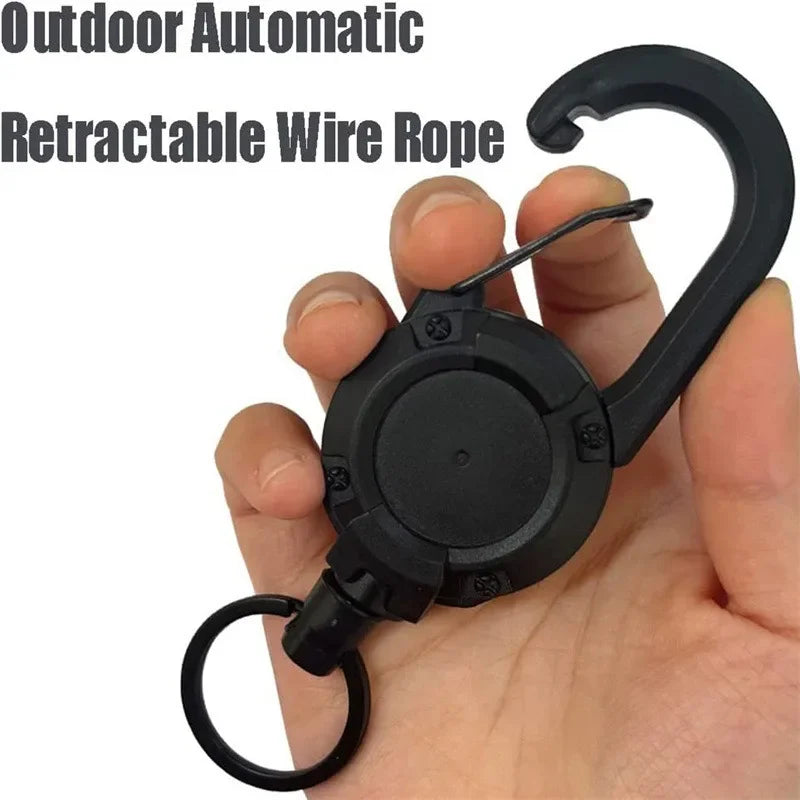 1Pcs Anti-theft Metal Easy-to-pull Buckle Rope Elastic Keychain Sporty Retractable Key Ring Anti Lost Yoyo Ski Pass ID Card
