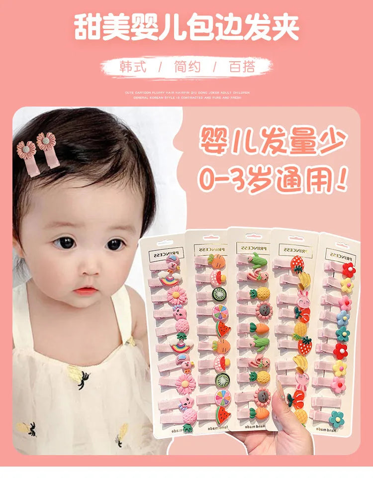 10 PCS Children Hairpin Fruit Hair Clips Baby Side Bangs Clip for Kawaii Girls Headdress Hair Accessories Baby Bows 2023 New