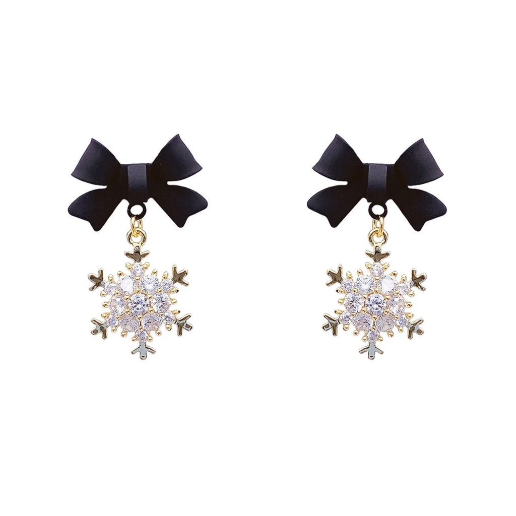 2024 New Red Bow Knot Snowflakes Drop Earring for Women Christmas Santa Claus Snowman Earrings Girls Xmas Jewelry Gifts