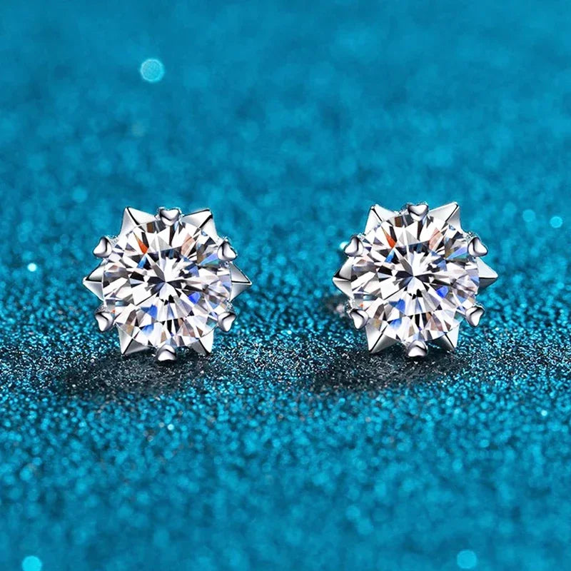 New 2024 Moissanite Stud Earrings for Women Original 925 Sterling Silver Snowflake Lady Moissanite Diamond Earring