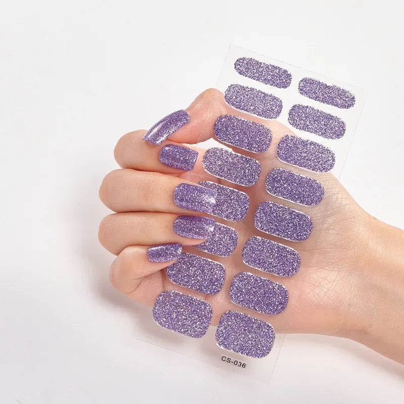 Baking Free Nail Stickers Wholesale Gradient glitter Nail Stickers Simple Waterproof Nail Sticker Full Color Solid Color Sticker