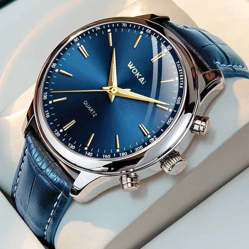 GENEVA High Quality Men's Luxury Belt Fashion Quartz Watch Men Round Business Student Sport Waterproof Glow