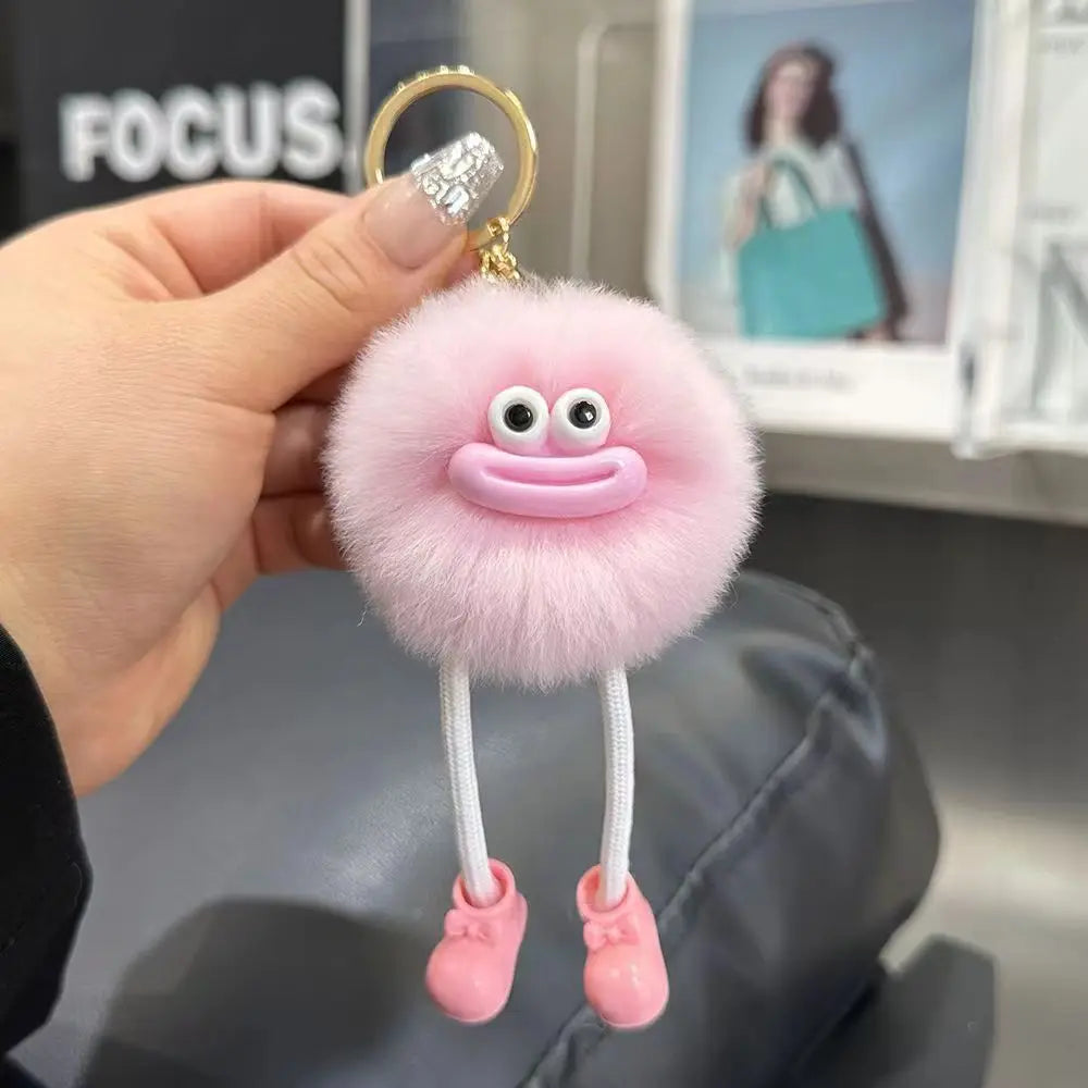 Cute Big Eyes Plush Toys Keychain Cartoon Briquettes Keychain Briquettes Car Keychain Pendant Korean Plush School Bag Pendant