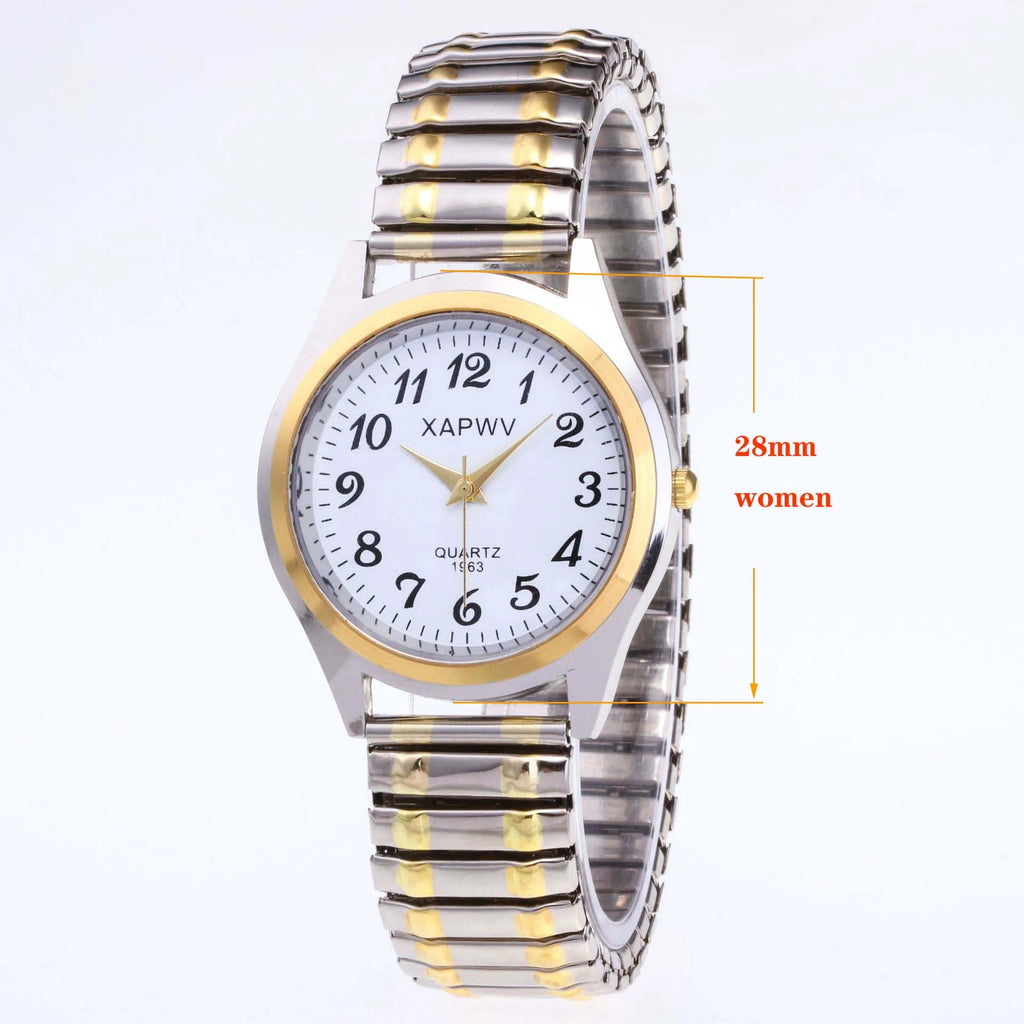 Simple Classic Couple Watch Elastic Spring Strap Large Digital Waterproof Luminous Quartz Wrist Watch Men and Women Gift Clock