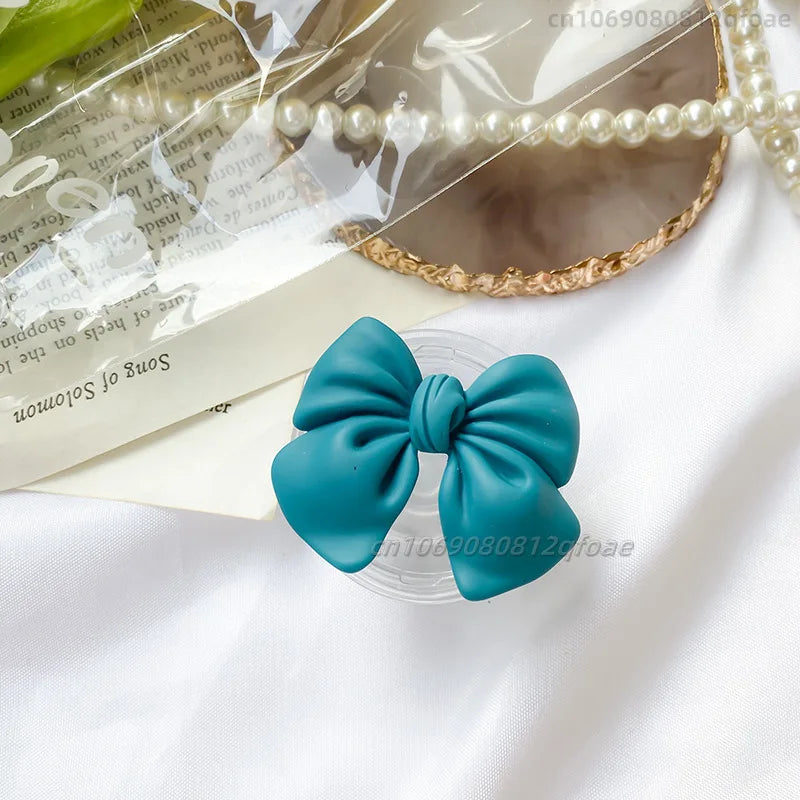 Cute Colorful Bowknot Phone Grip Expandable Desktop Stand Macaron Resin Butterfly Knot Foldable Holder Mobile Accessory