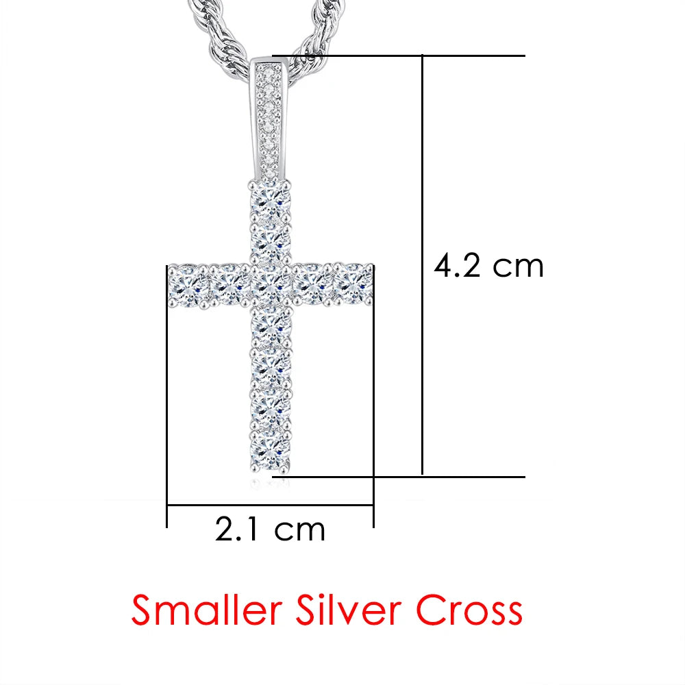 Cross Iced Out Pendant Necklace For Men Hip Hop Delicate Gold Color Cuban Rope Rapper Homme Chain on Neck Accessories OHP145