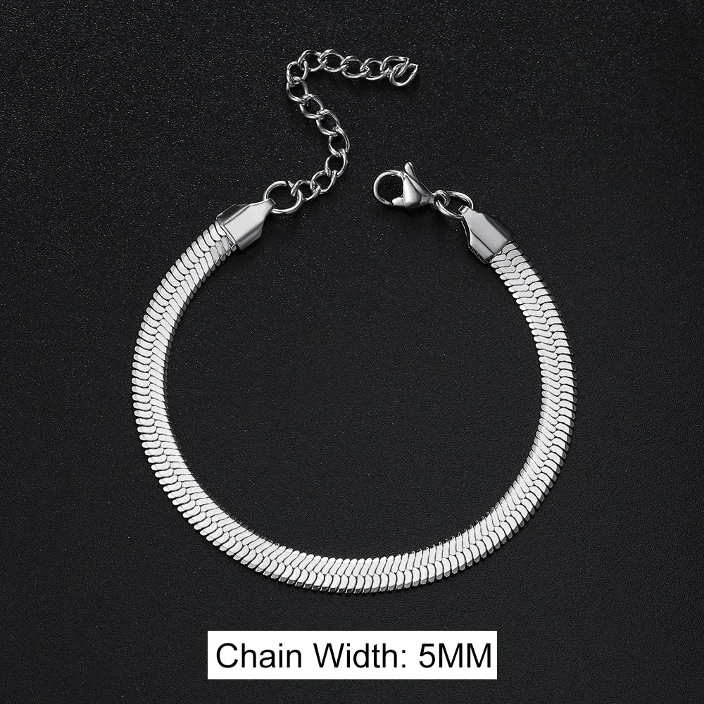 Men's Bracelet Homme Stainless Steel Blade Chain Bracelet for Men Snake Chain Couple Bracelets Valentines Gift Jewelry Wholesale