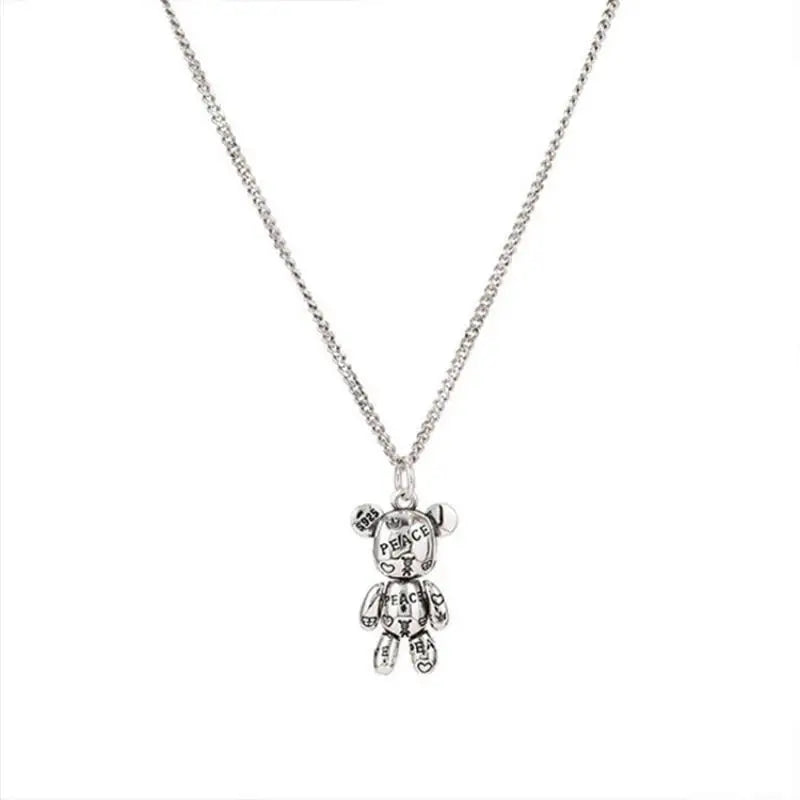 Fashion Trend Engraved Alphabet Bear Pendant Cute Animal Necklace Mens Womens Charm Hip Hop Party Street Jewelry Gifts