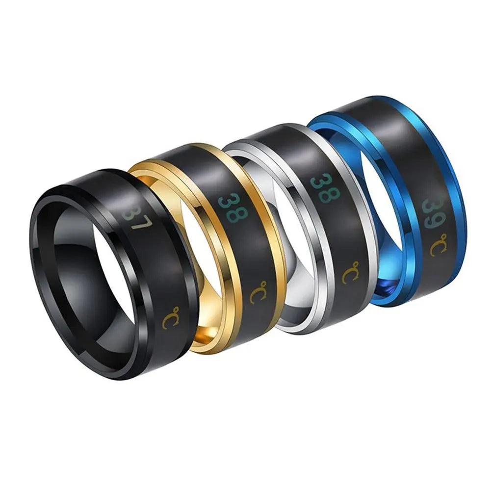 New Smart Temperature Ring Fashion Smart Stainless Steel Classic Wedding Couple Modern For Women Men Waterproof Rings jewelry