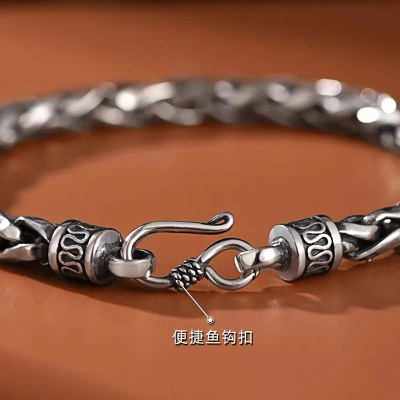 Classic Fashion Keel Bracelet Fish Hook Clasp Mens High Quality Silver Plated Bracelet Maletrend Party Jewelry