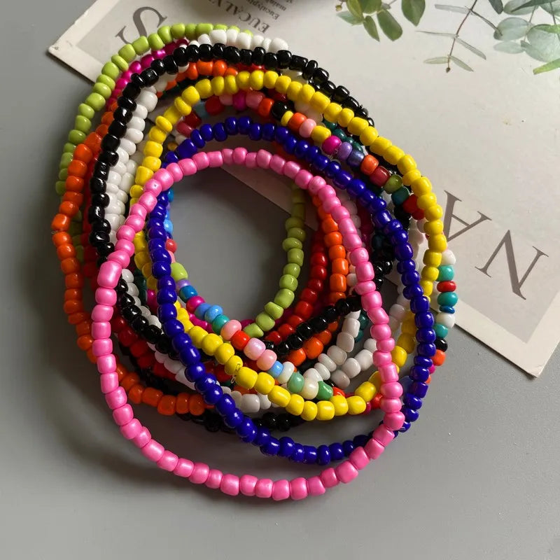 White Anklet for Women Colorful Fashion Girl Tiny Seed Beads Foot Bracelet Yellow Bohemian Anklet Gift Jewelry