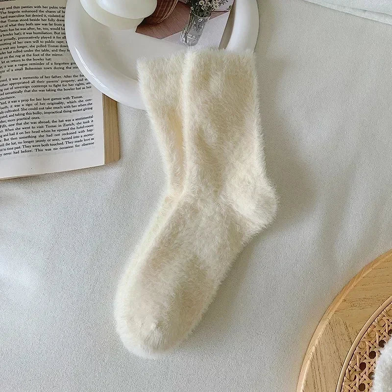 1/3/4pairs Super Soft Socks for Women Ins Solid Winter Warm Thicken Coral Plush Sock Thermal Snow Home Sleep Floor Kawaii