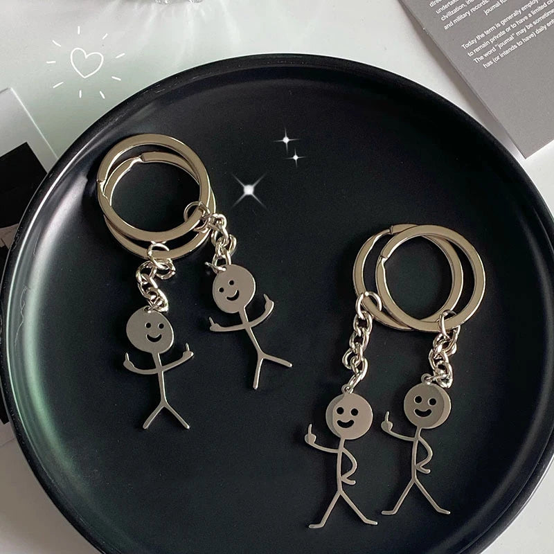 1PC Interesting Match People Than Heart Middle Finger Couple Keychain Car Personality Cute Funny Student Car Pendant Accessories