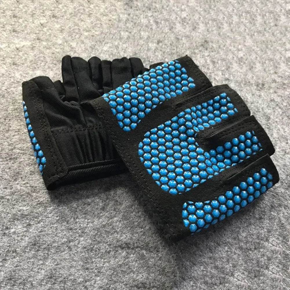 1pair Gym Half Finger Gloves Men Women Anti-Slip Silicone Workout Glove Pull Up Power Weight Lifting Grips Hand Plam Protector