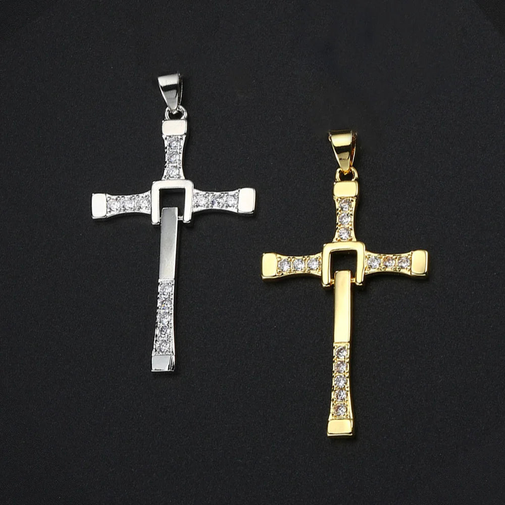 Punk Hiphop Cross Pendant Rope Chain Necklaces for Men Women Hippie Personality Rapper's Accessory Fashion Neck Jewelry for Male