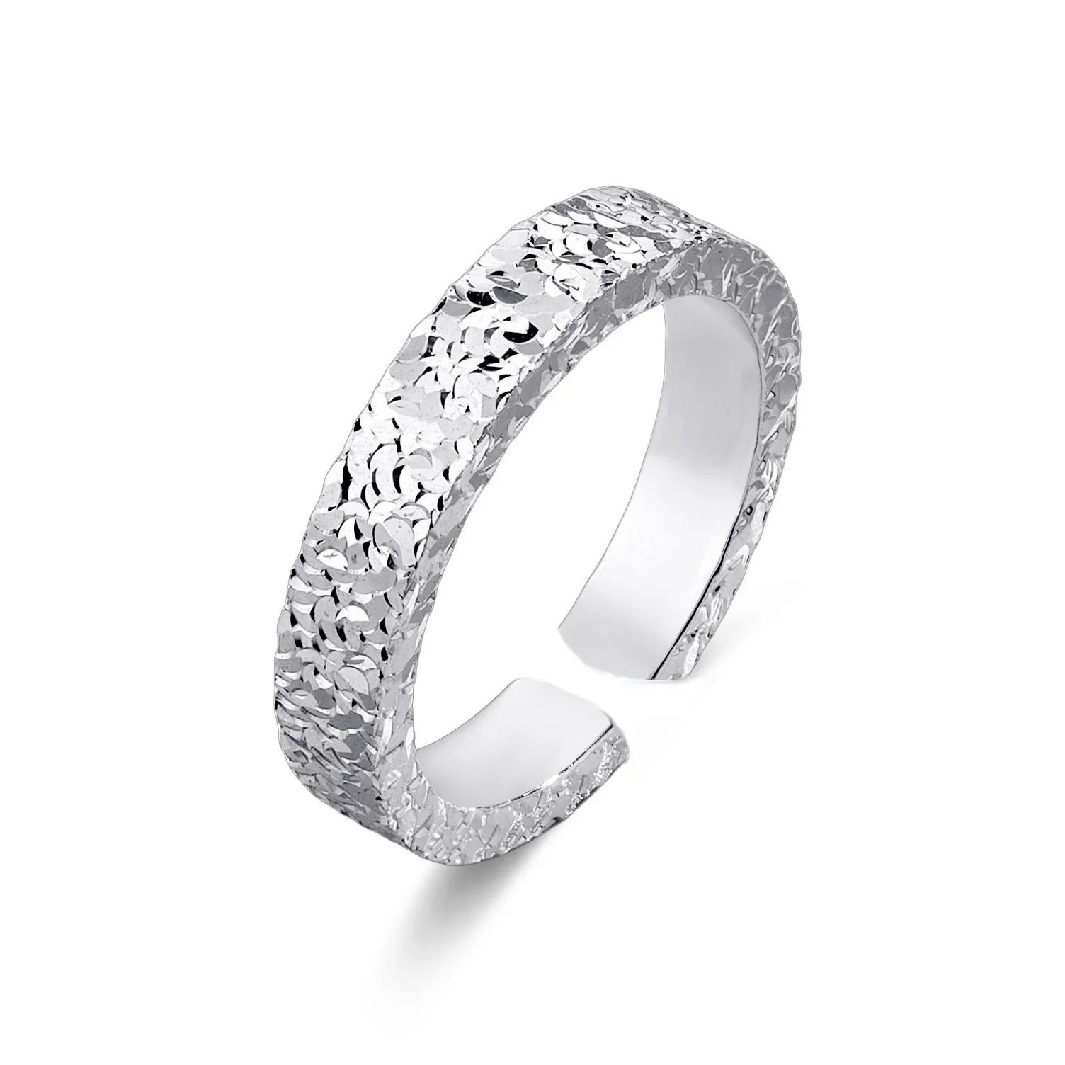 Adjustable Stainless Steel 4mm Broken Ice Rings Women Men Gold Color Bling Finger Ring Wedding Band Jewelry Girlfriend Gifts