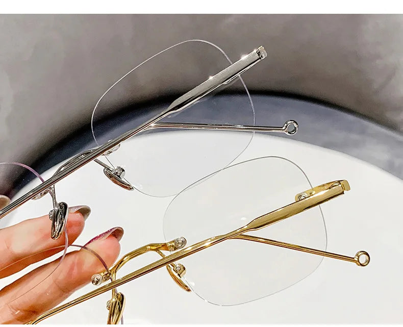 Unisex Fashion  Anti Blue Light Glasses Clear Glasses Computer Glasses YIBO Style Rimless Eyeglasses Plain Eyewear Face Decor