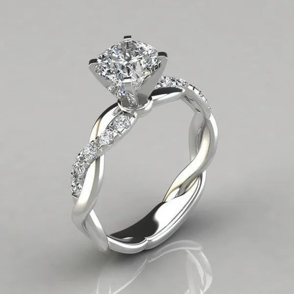 Wedding Engagement Party Gift Rings For Women Silver Color Dimond Ring Bridal Zircon Elegant Fashion Rings Bague Femme