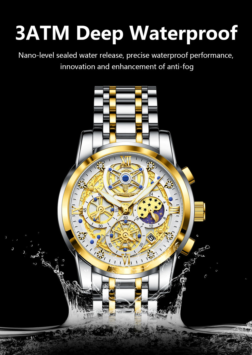 POEDAGAR Luxury Watch For Men Original Waterproof Luminous Date Man Clock Chronograph Stainless Steel Quartz Men's Watches Reloj