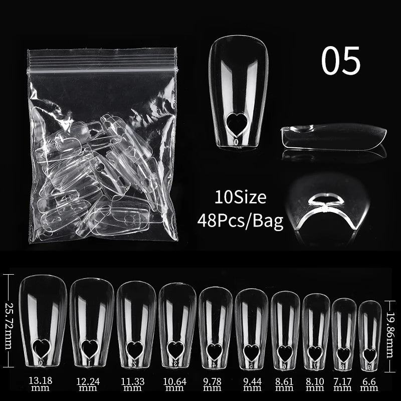False Nail Tips Extension System Full Cover Sculpted Coffin False Fake Nail Tips DIY Practice Manicure Tools Quick Building Mold