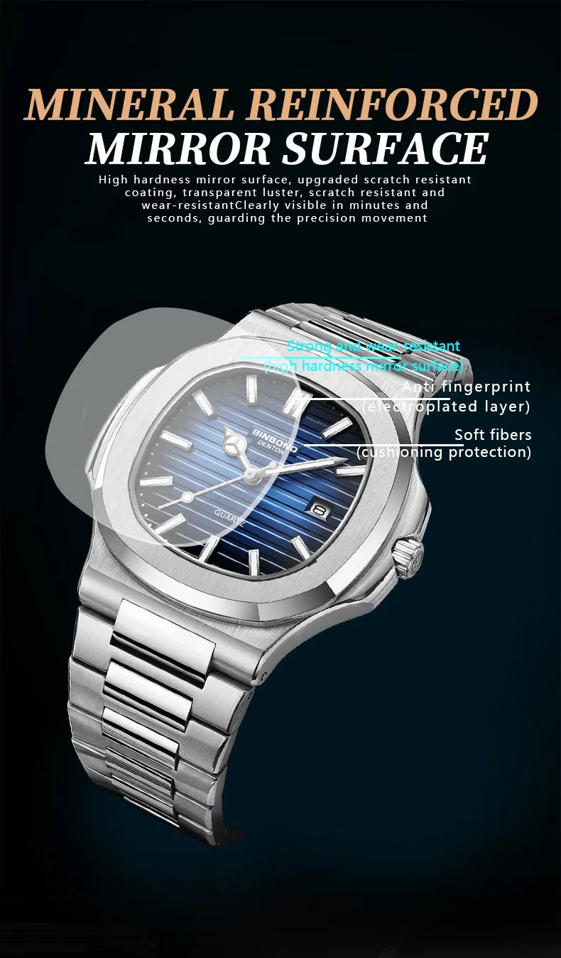 UTHAI CQ249 Luxury men's quartz Watch waterproof ultra-thin watch stainless steel Man watch clock sport Relo watches for man