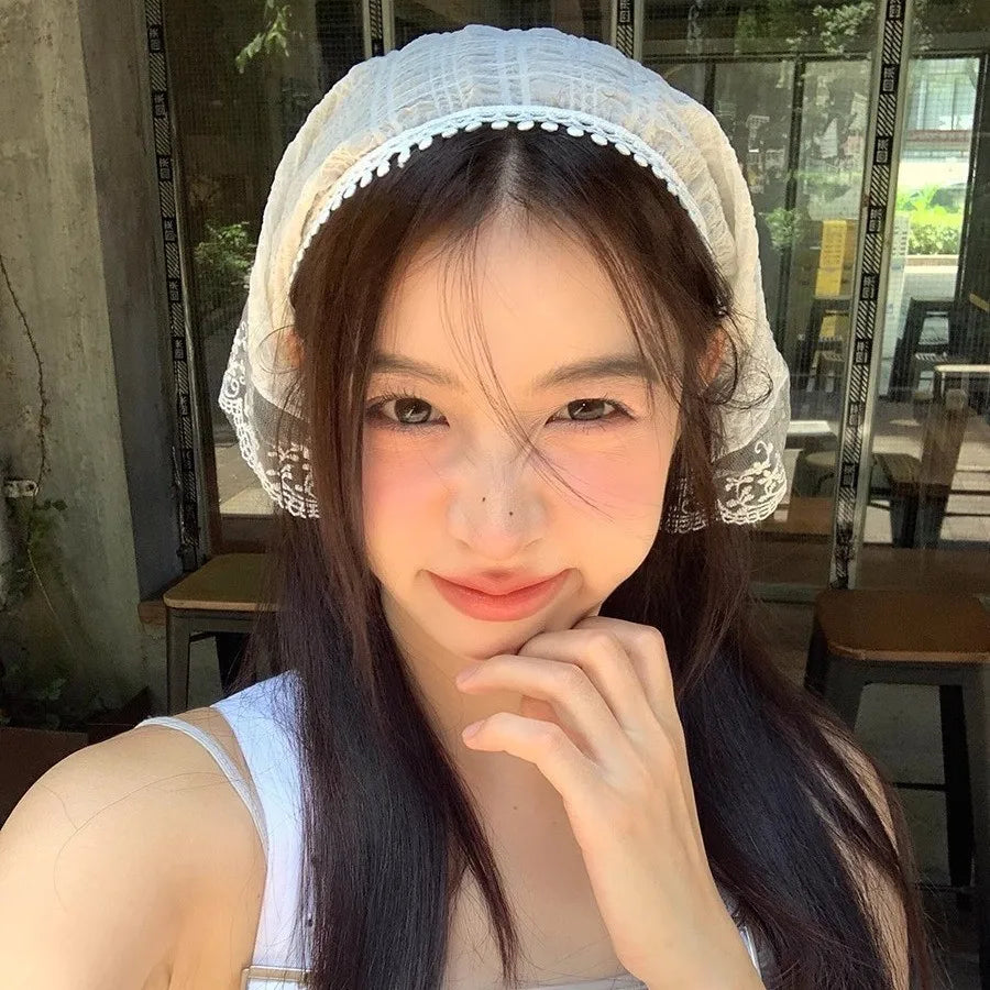 Lace Triangular Hair Scarf Headband Square Headscarf Hairband Turban Bandage Bandana Headband Women Headwarp Hair Accessories