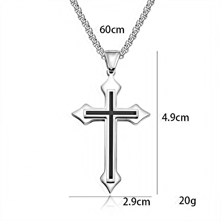 Minimalist Cross Necklace Black Oil Drop Pendant Silver Color Stainless Steel Chain hip-hop Punk Jewelry For Women Men Gifts