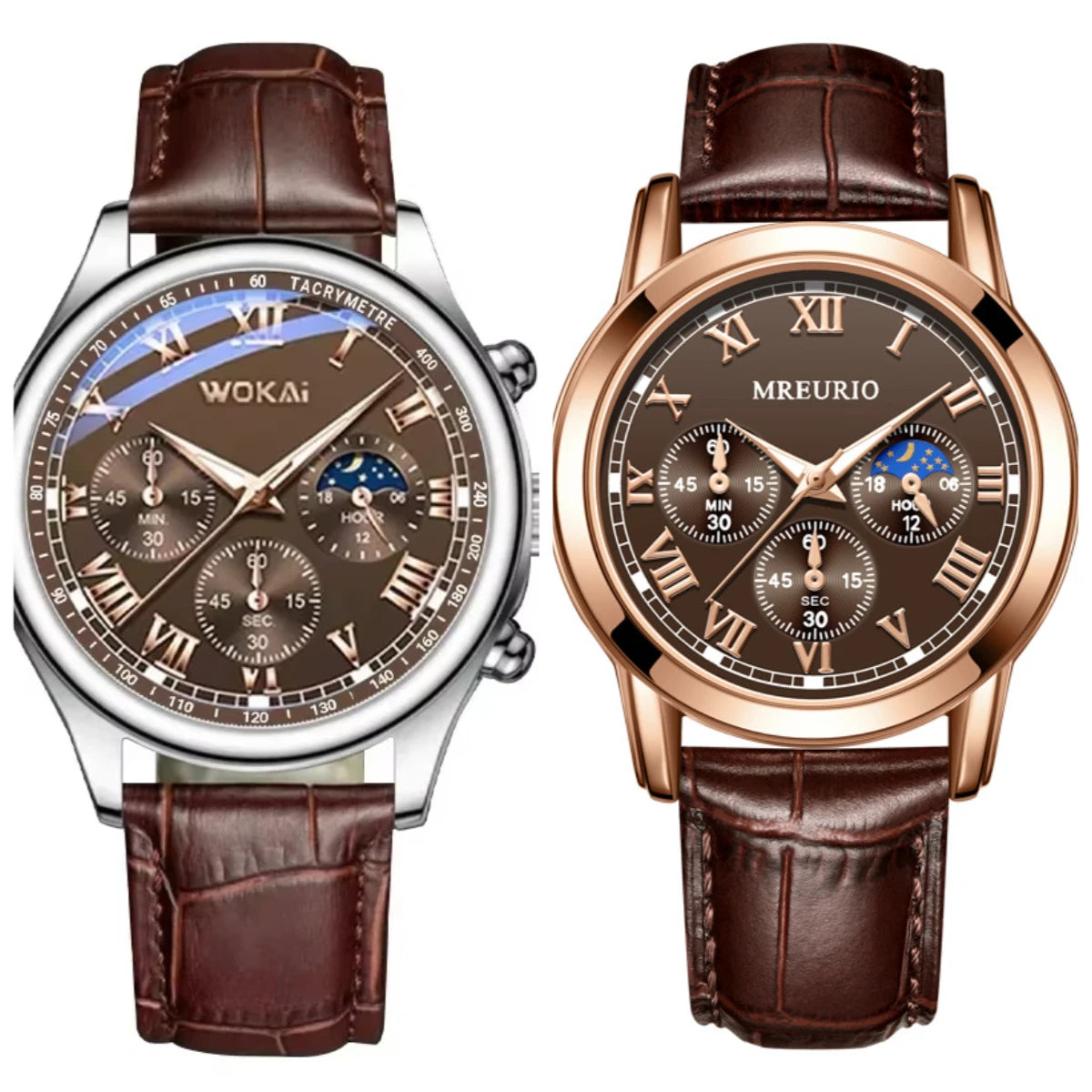 GENEVA High Quality Men's Luxury Belt Fashion Quartz Watch Men Round Business Student Sport Waterproof Glow