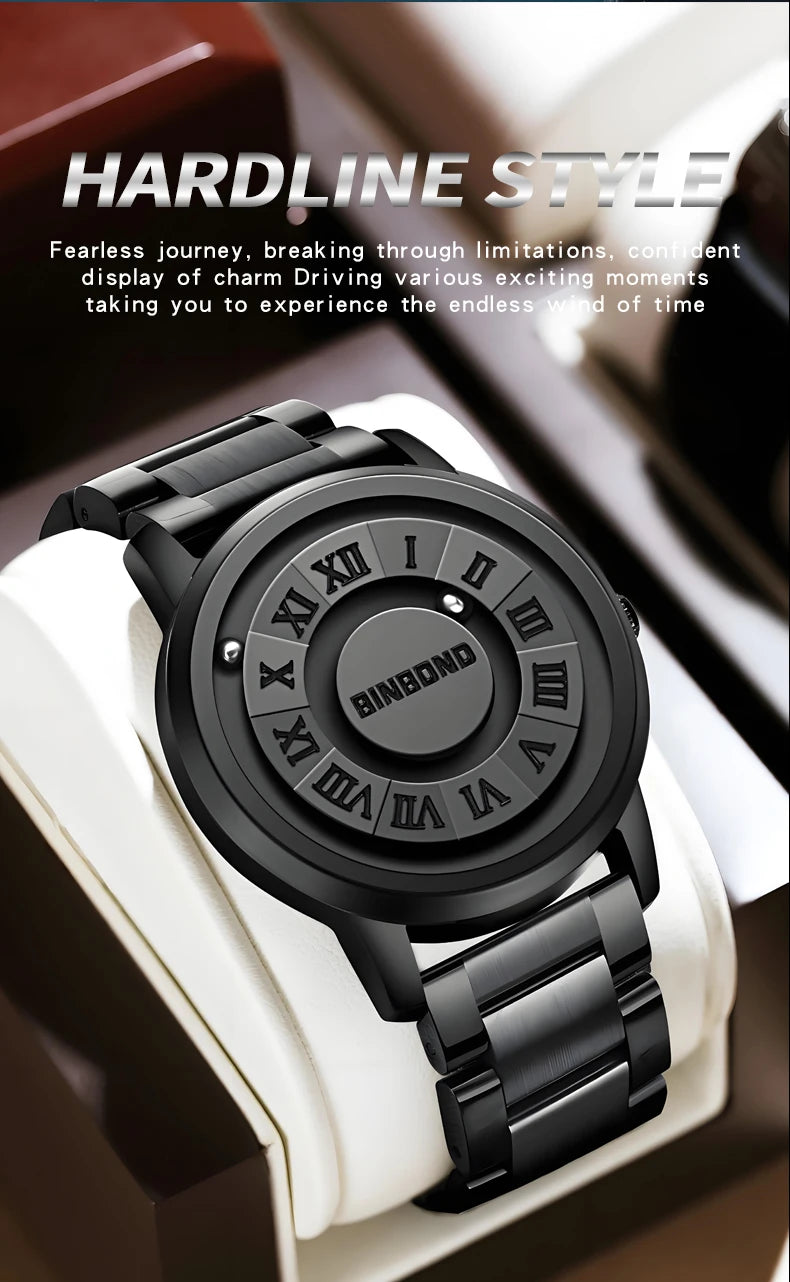 BINBOND B234 Top Luxury Men Quartz Watches Magnetic Levitation Hollow Out Stainless Steel Waterproof Men Watch Relogio Masculino