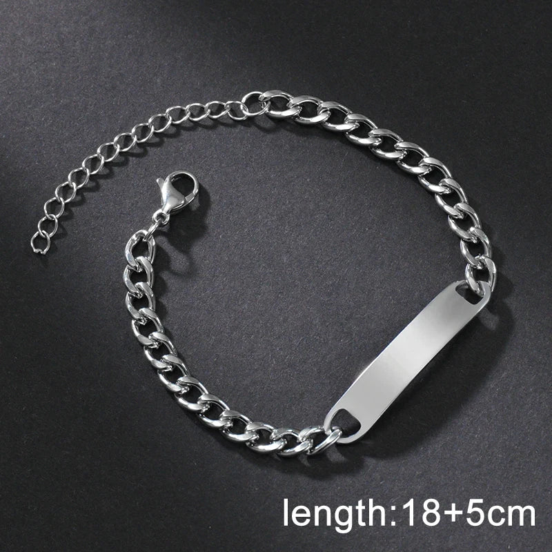Letdiffery Personalized Eyes Photo Bracelets Stainless Steel Custom Laser Engrave Picture Name Date Men Women Kids Bracelet Gift