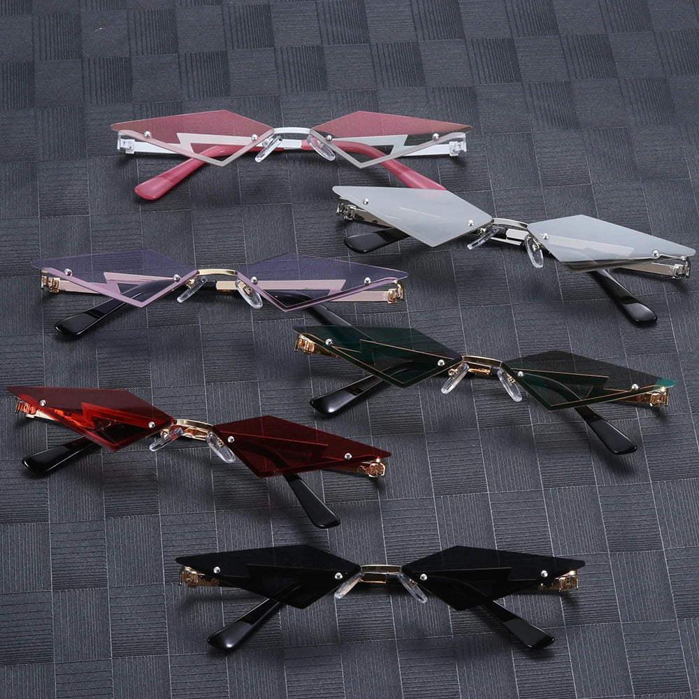 Luxury Fashion Narrow Sunglasses Irregular Diamond Cutting Sunglasses Personality Street Shoot Sun Glasses Female Eyewear UV400