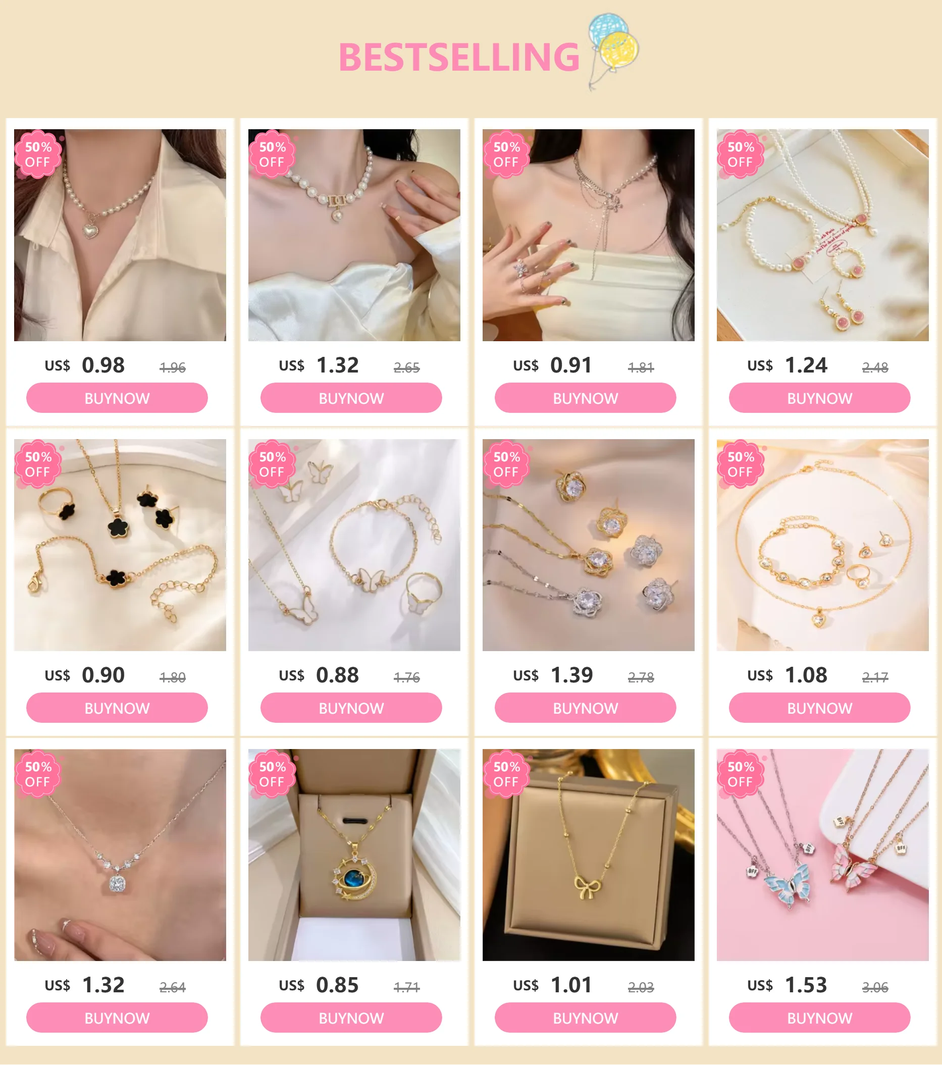 5PCS Romantic 5 Flower Petal Pendant Necklace Set for Women Girls Stud Earring Bracelet Ring Combination Jewelry Party Gifts