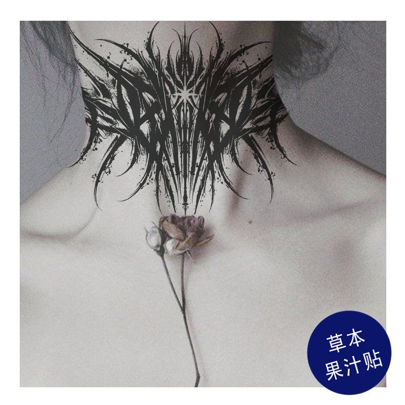 Herbal Juice Lasting Tattoo Stickers for Man Woman Neck Punk Temporary Tattoo Thistles Thorns Fake Tattoo Goth Waterproof Tattoo